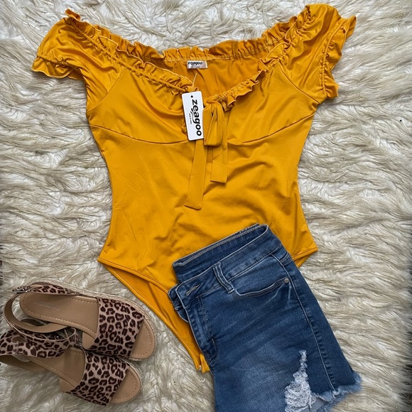 Zeagoo yellow bodysuit top - Picture 6 of 6